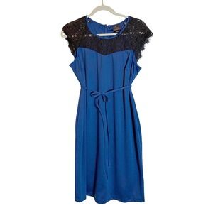 Oh Baby by Motherhood Blue Lace Sleeve Maternity Dress Size L